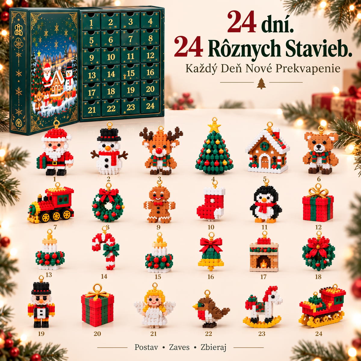 🎅🔥 POSLEDNÝ DEŇ: 50% ZĽAVA 🍇 Vianočný stavebnicový adventný kalendár pre celú rodinu! 💎