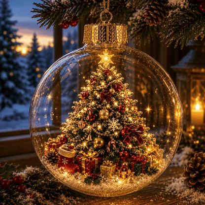 🎄 Žiarivá vianočná rozprávková dekorácia🍇 – Osvetlená miniatúrna sviatočná scéna s teplým LED svetlom✨