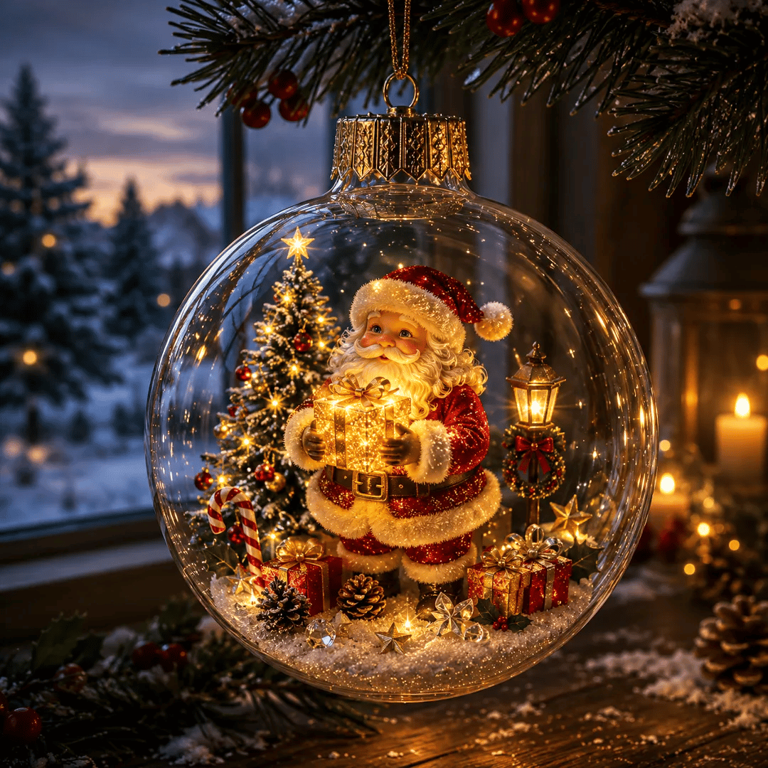 🎄 Žiarivá vianočná rozprávková dekorácia🍇 – Osvetlená miniatúrna sviatočná scéna s teplým LED svetlom✨