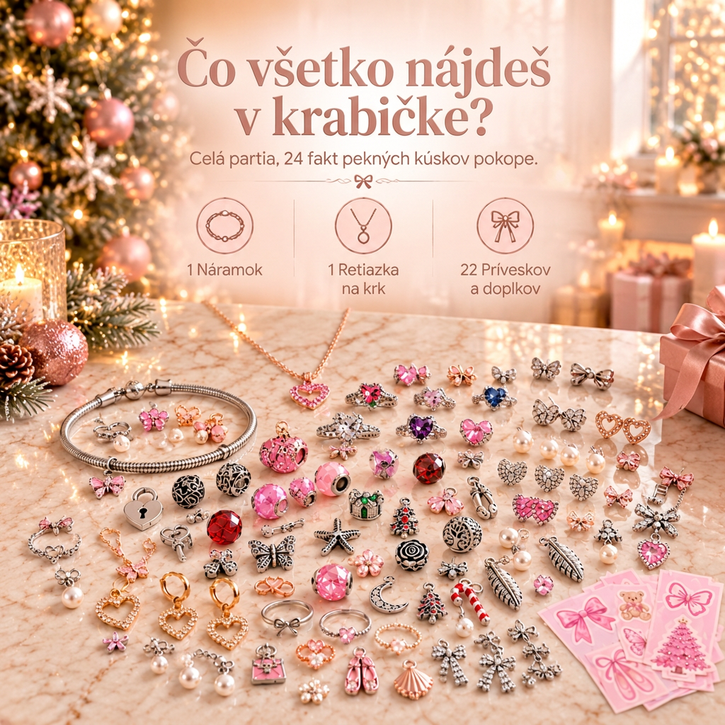 🎄 Vianočný adventný kalendár so šperkami pre ženy na rok 2026🍈 – 24 dní prekvapení v podobe príveskov, náramku a náhrdelníka ✨