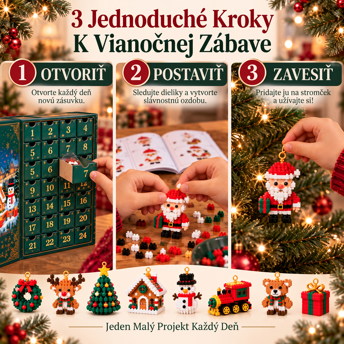 🎅🔥 POSLEDNÝ DEŇ: 50% ZĽAVA 🍇 Vianočný stavebnicový adventný kalendár pre celú rodinu! 💎