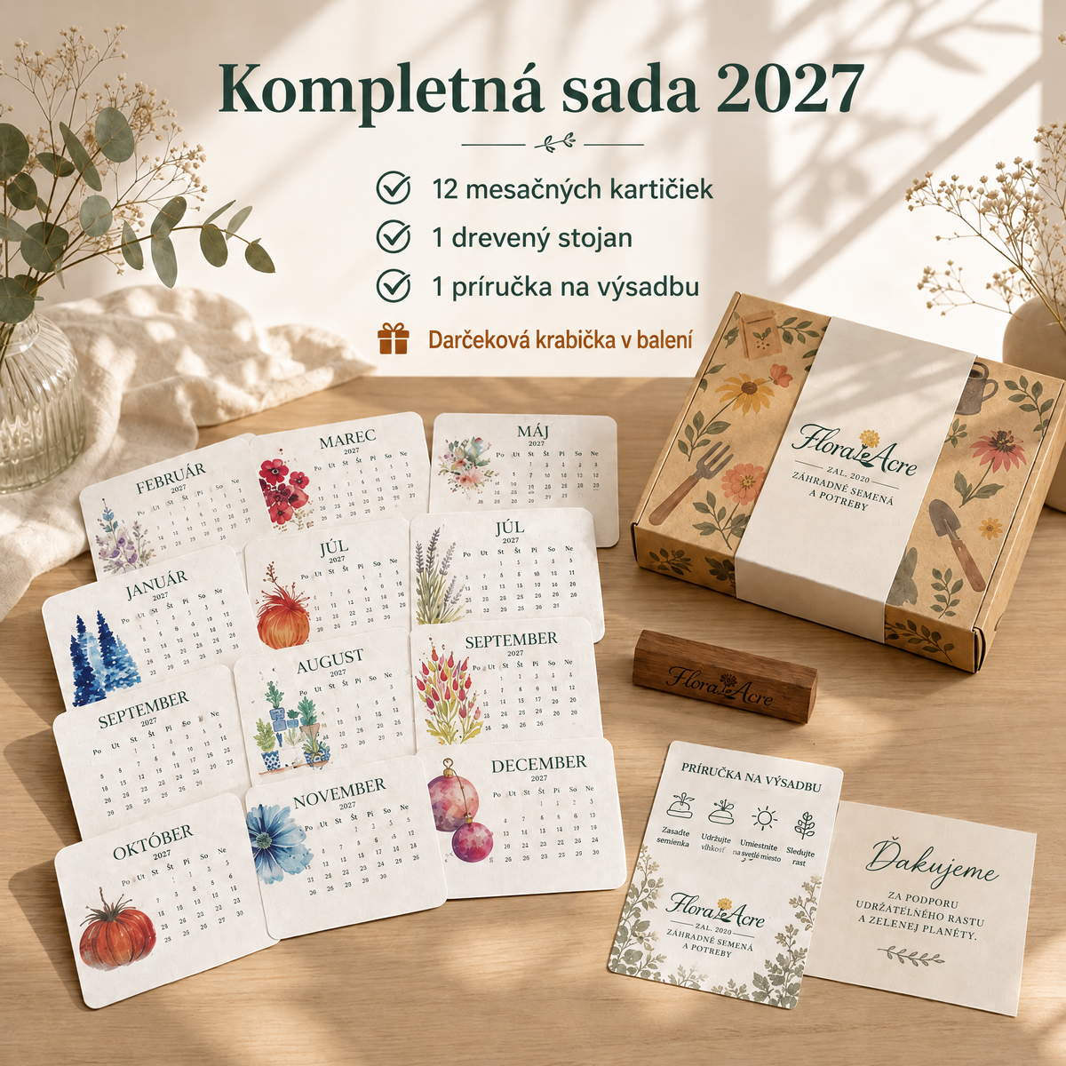 🌱 Kalendár na rok 2027 so semienkami na výsadbu 🍈 – Rok plný krásy a nového života na každej strane! 🌸🎁