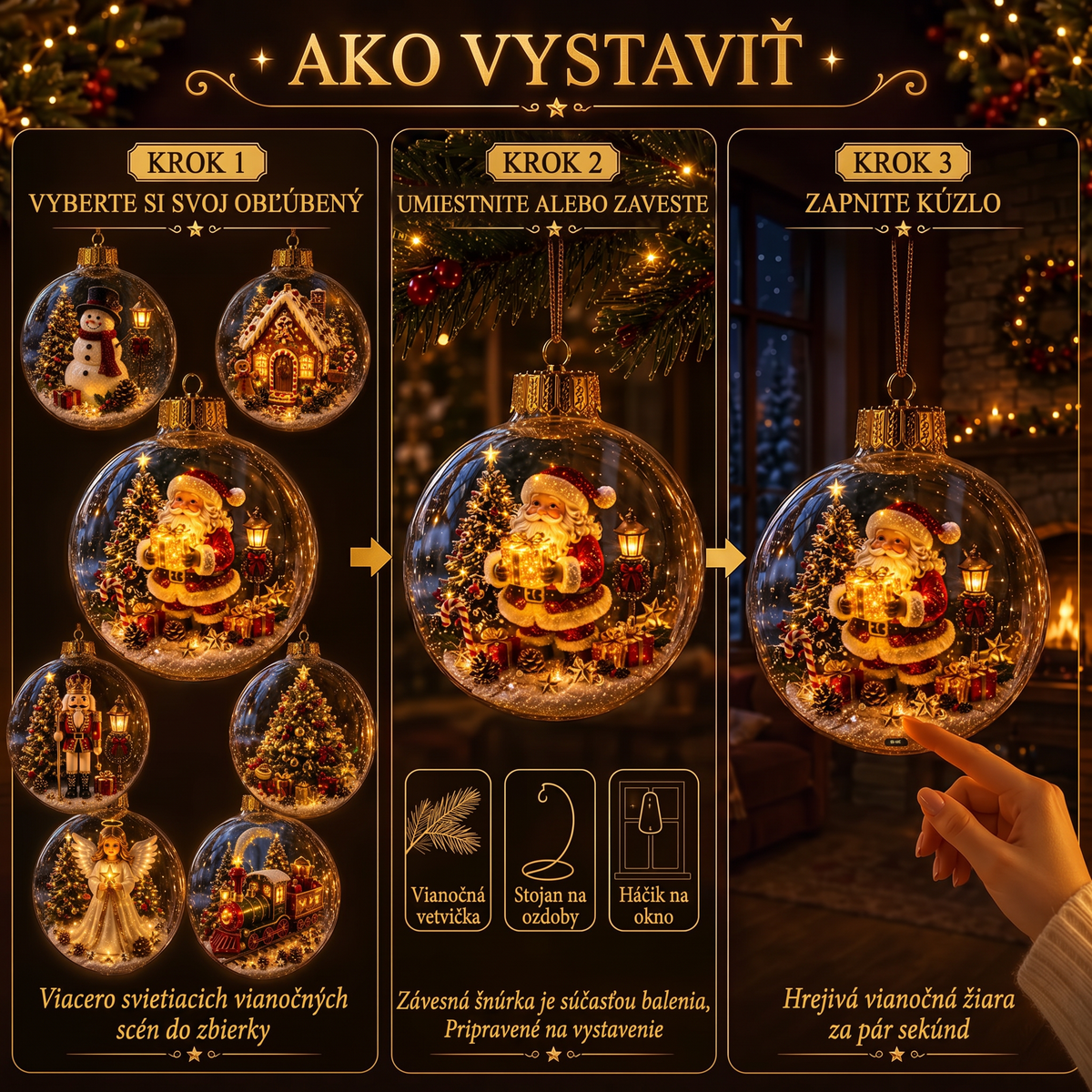 🎄 Žiarivá vianočná rozprávková dekorácia🍇 – Osvetlená miniatúrna sviatočná scéna s teplým LED svetlom✨