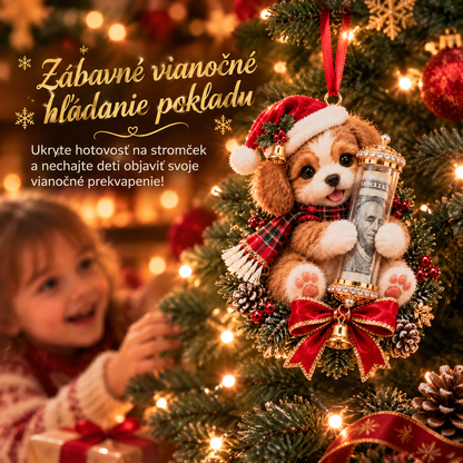 🎁 Vianočná ozdoba s roztomilým zvieratkom na darovanie peňazí🍈 – Dekorácia na vianočný stromček 🎄💵