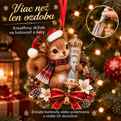 🎁 Vianočná ozdoba s roztomilým zvieratkom na darovanie peňazí🍈 – Dekorácia na vianočný stromček 🎄💵